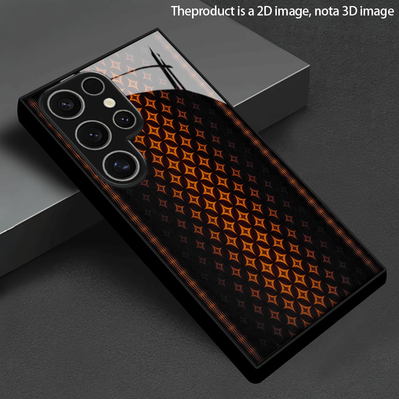 Phone Cases Orange - オレンジ色の幾何学模様2Dスマホケース、Samsung S26 S25 S24 S23 S22