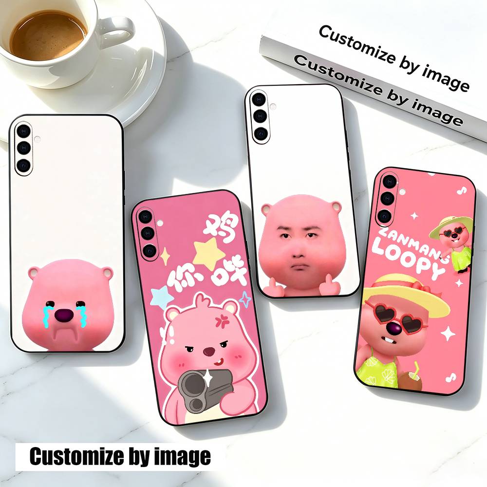 Phone Cases Loopy - 面白いミーム用 L-Loopys ギフト電話ケース サムスンギャラクシー A73、A72、A71、A70、A53、A52、A51、その他用 ソフトブラックカバー