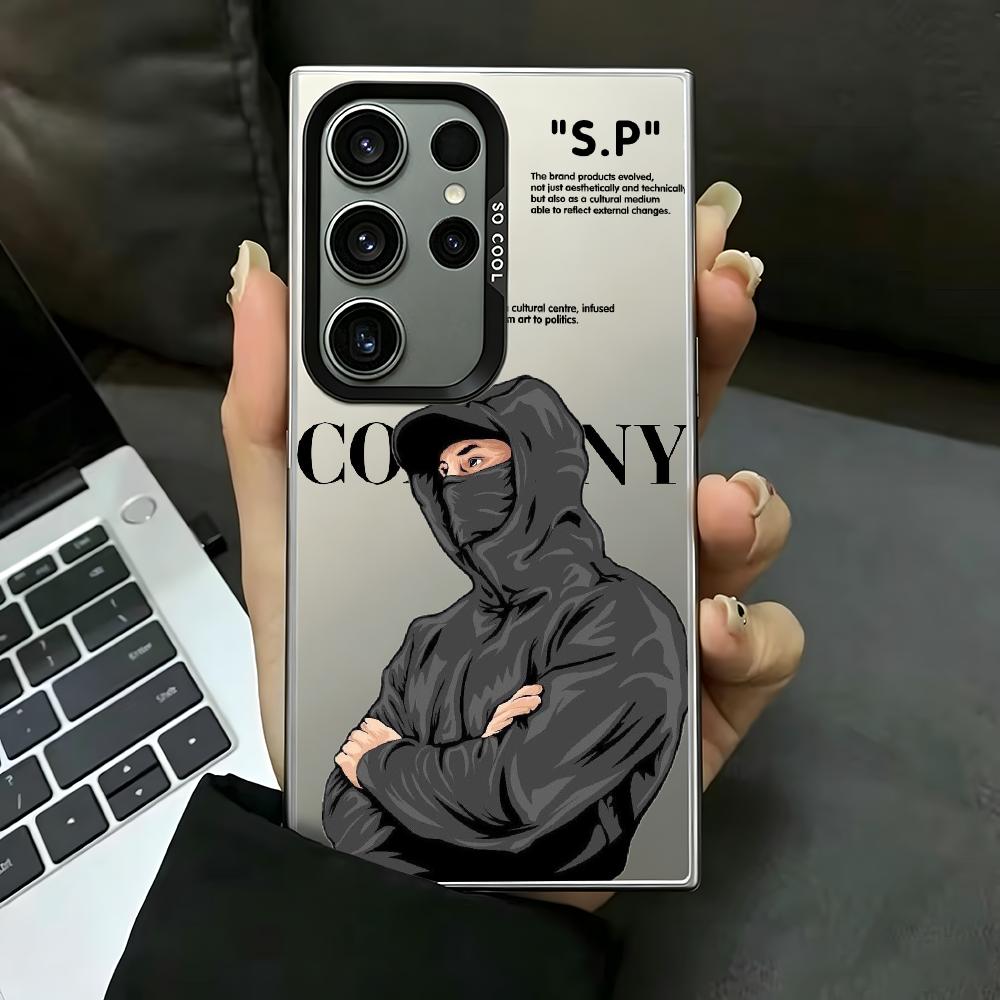 Phone Cases Com - ブランドC-Com-panyES機能ジャケット型スマホケースIMDカラフルシルバーSamsungS25 S24 S23 S22 S21 Plus