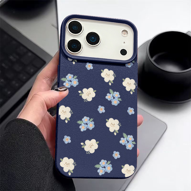Phone Cases Leather - 小さな花柄のiPhoneケース iPhone 17e 17 16 Pro