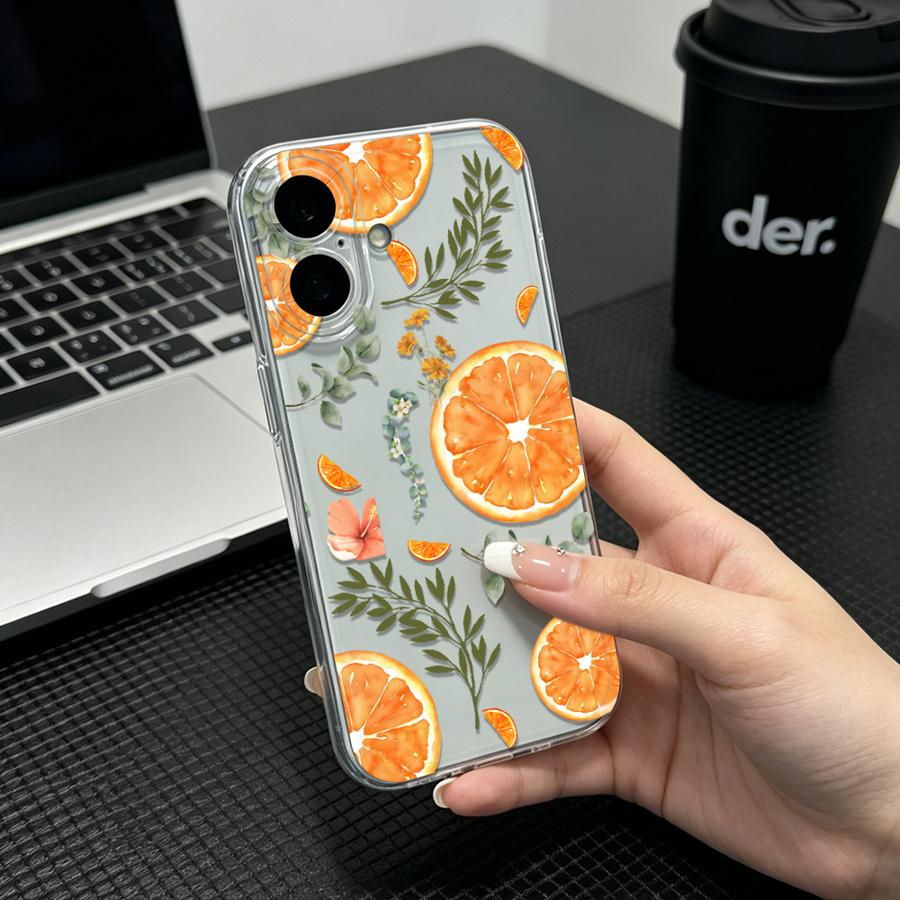 Phone Cases Orange - オレンジのスライスと葉のプリントソフトフォンカバーケース Honor X9a X8 90 Lite