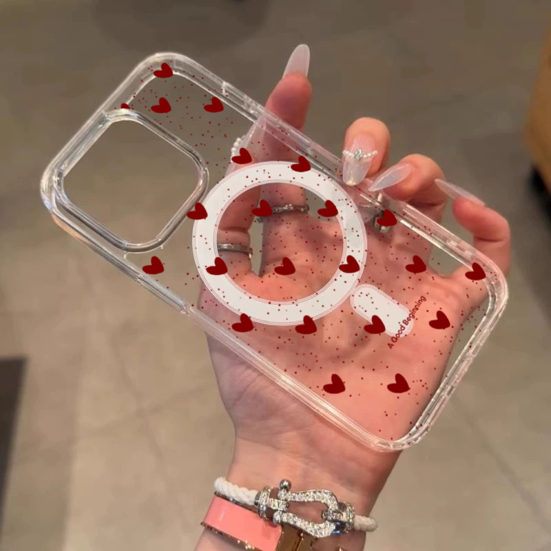 INSレッドラブハートセクシー透明シリコンケース iPhon - Clear Magsafe Case のレビューと価格