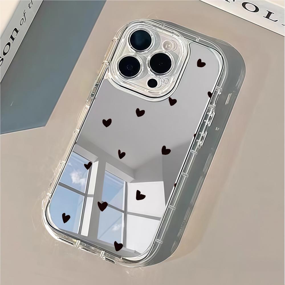 フレッシュスウィートブラックラブハートミラー付きスマホケース - Phone Cases Xs Max のレビューと価格