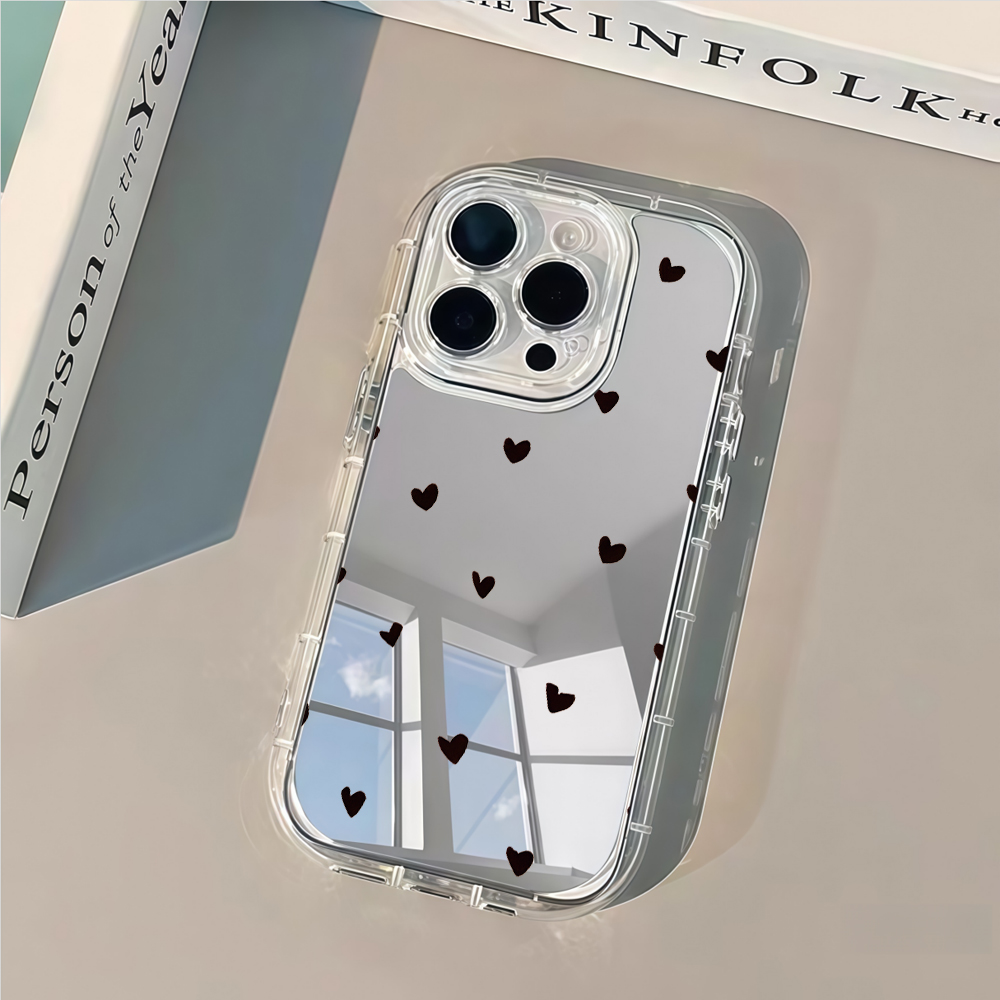 フレッシュスウィートブラックラブハートミラー付きスマホケース - Phone Cases Xs Max のレビューと価格