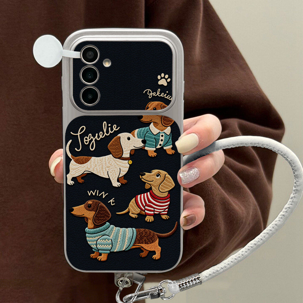漫画風ダックスフント柄スマホケース サムスン A56 A55 - Phone Cases Leather のレビューと価格
