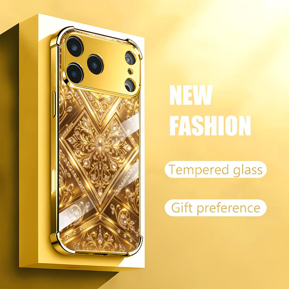 スタイリッシュなゴールデンバロックガラス製スマホケース iP - Phone Cases Rhode のレビューと価格