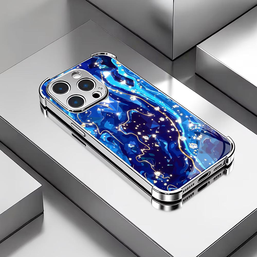 エレガントなディープブルーのテクスチャガラス製スマホケース、 - Phone Cases Rhode のレビューと価格