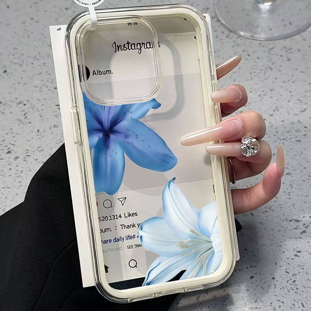 青いユリの花柄クリアスマホケース iPhone 17 13  - Phone Cases Durable のレビューと価格