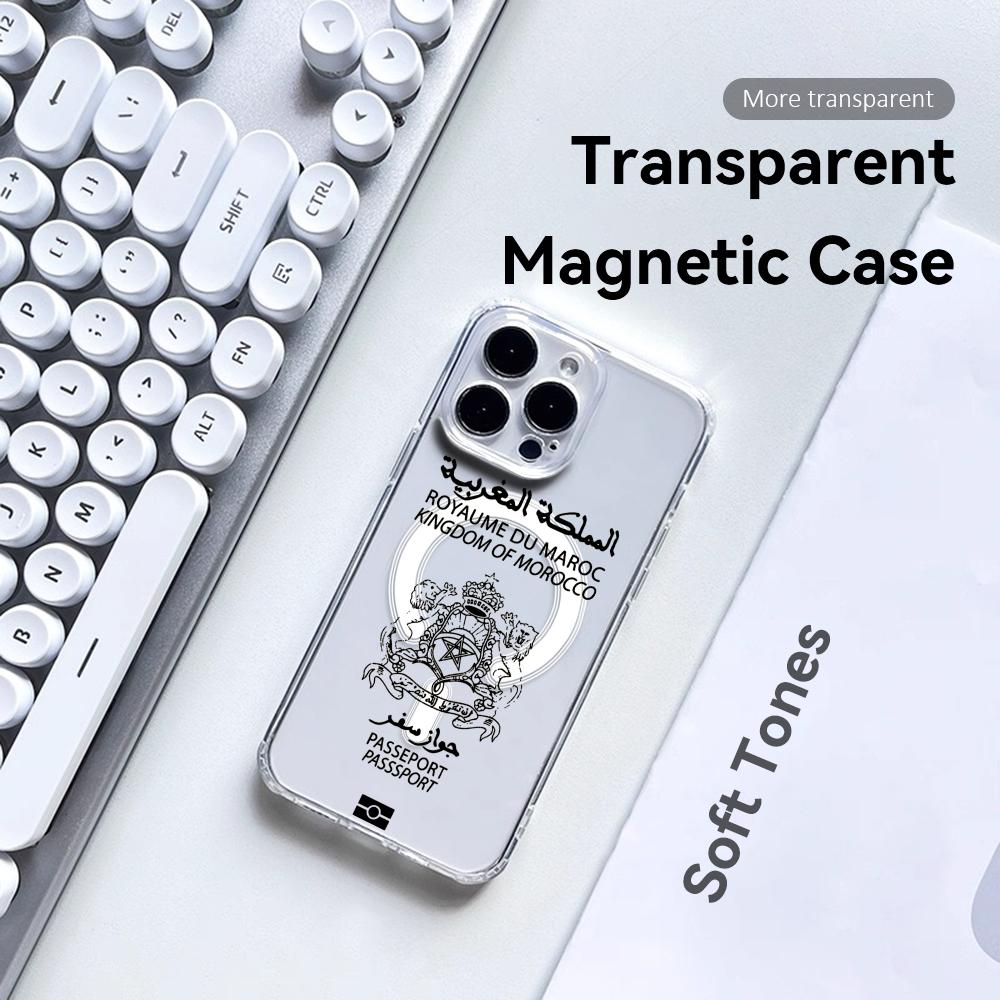 クールなモロッコパスポートデザインのiPhone 17/16 - Clear Magsafe Case のレビューと価格