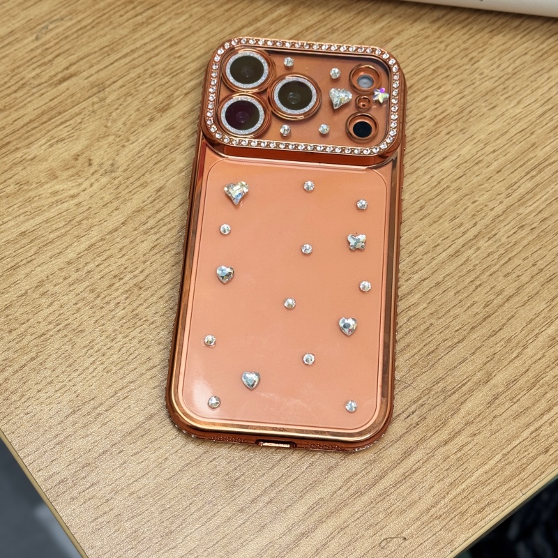 手作りの宝石で飾られたクリスタルメッキのオレンジ色のiPho - Phone Cases Orange のレビューと価格