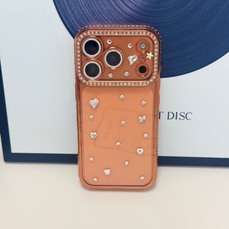 手作りの宝石で飾られたクリスタルメッキのオレンジ色のiPho - Phone Cases Orange のレビューと価格