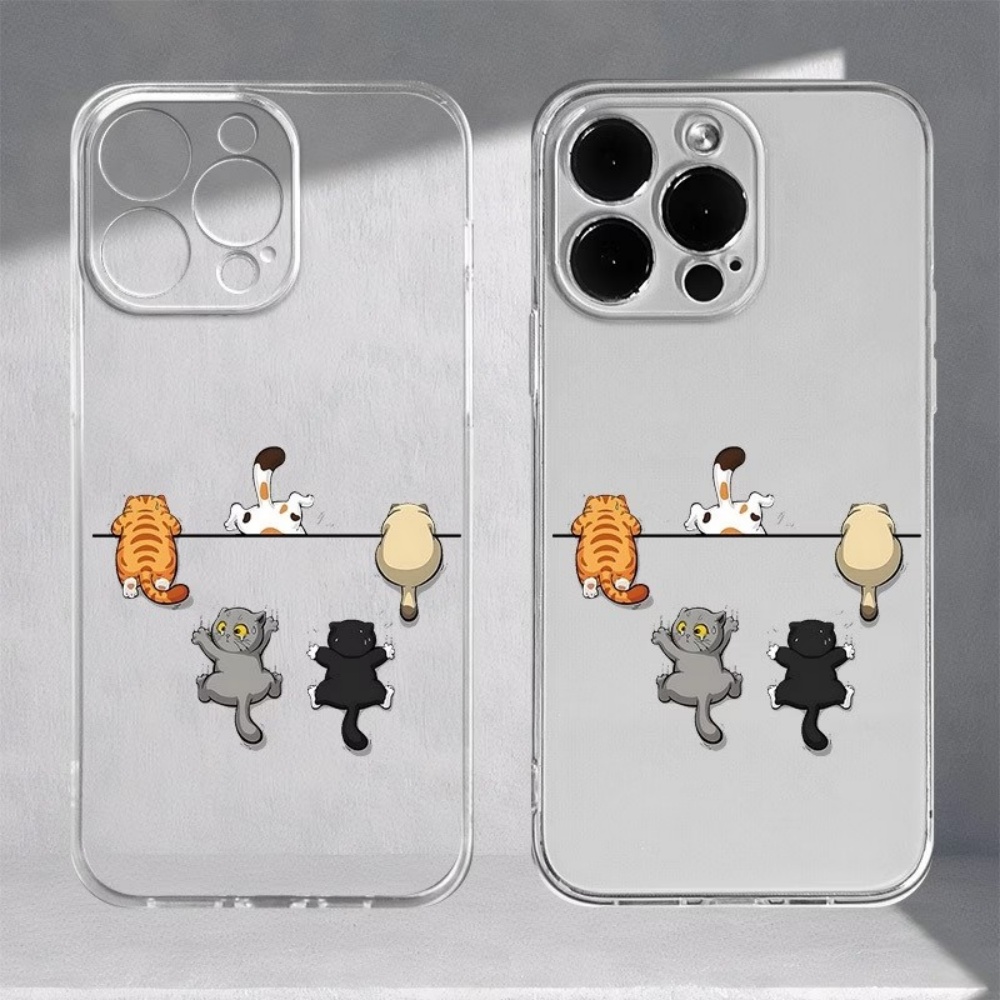 5匹のかわいい猫柄のスマホケース iPhone 11 12  - Phone Cases Clear のレビューと価格