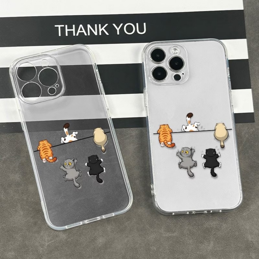 5匹のかわいい猫柄のスマホケース iPhone 11 12  - Phone Cases Clear のレビューと価格