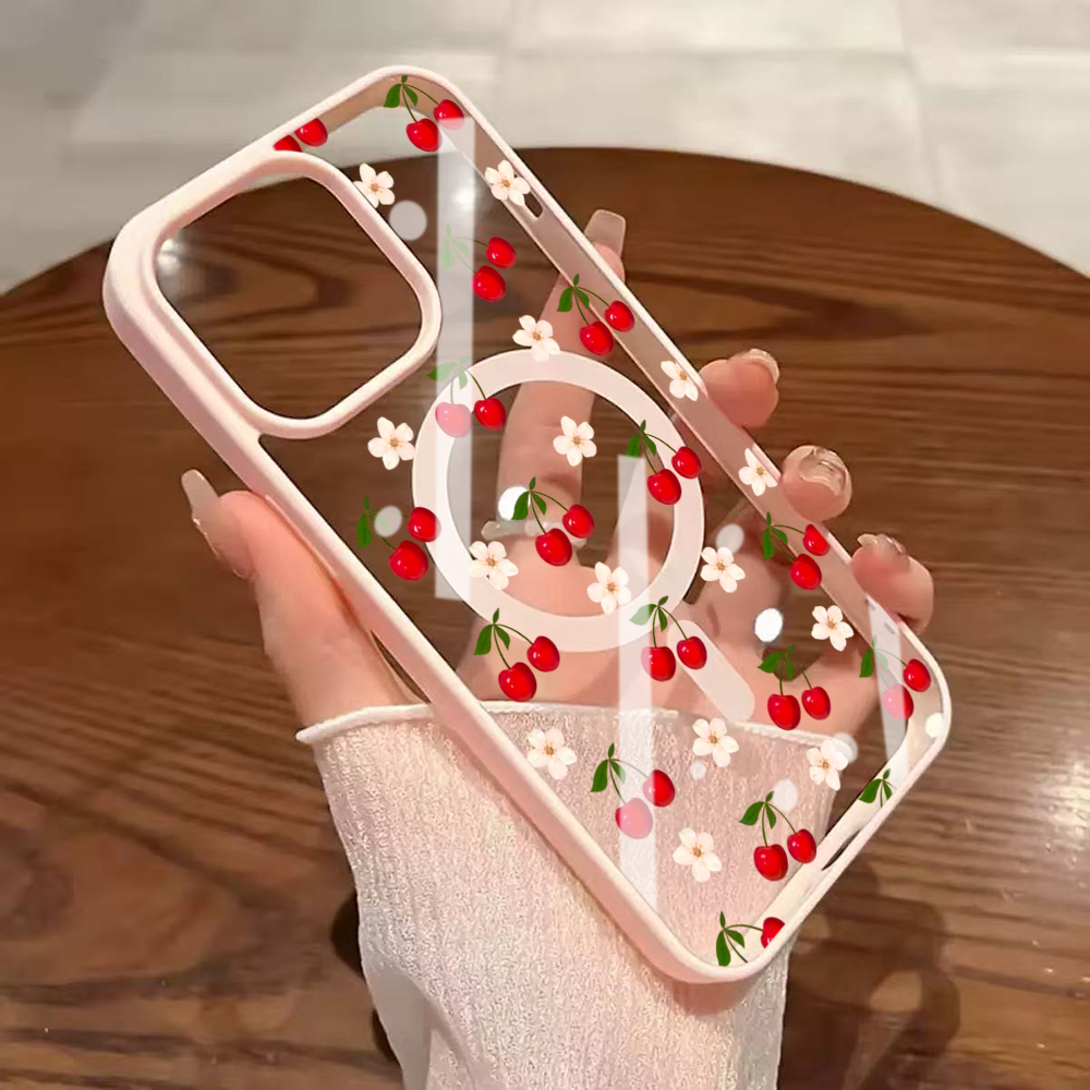 かわいいチェリー柄クリアケース MagSafe対応 iPho - Clear Magsafe Case のレビューと価格