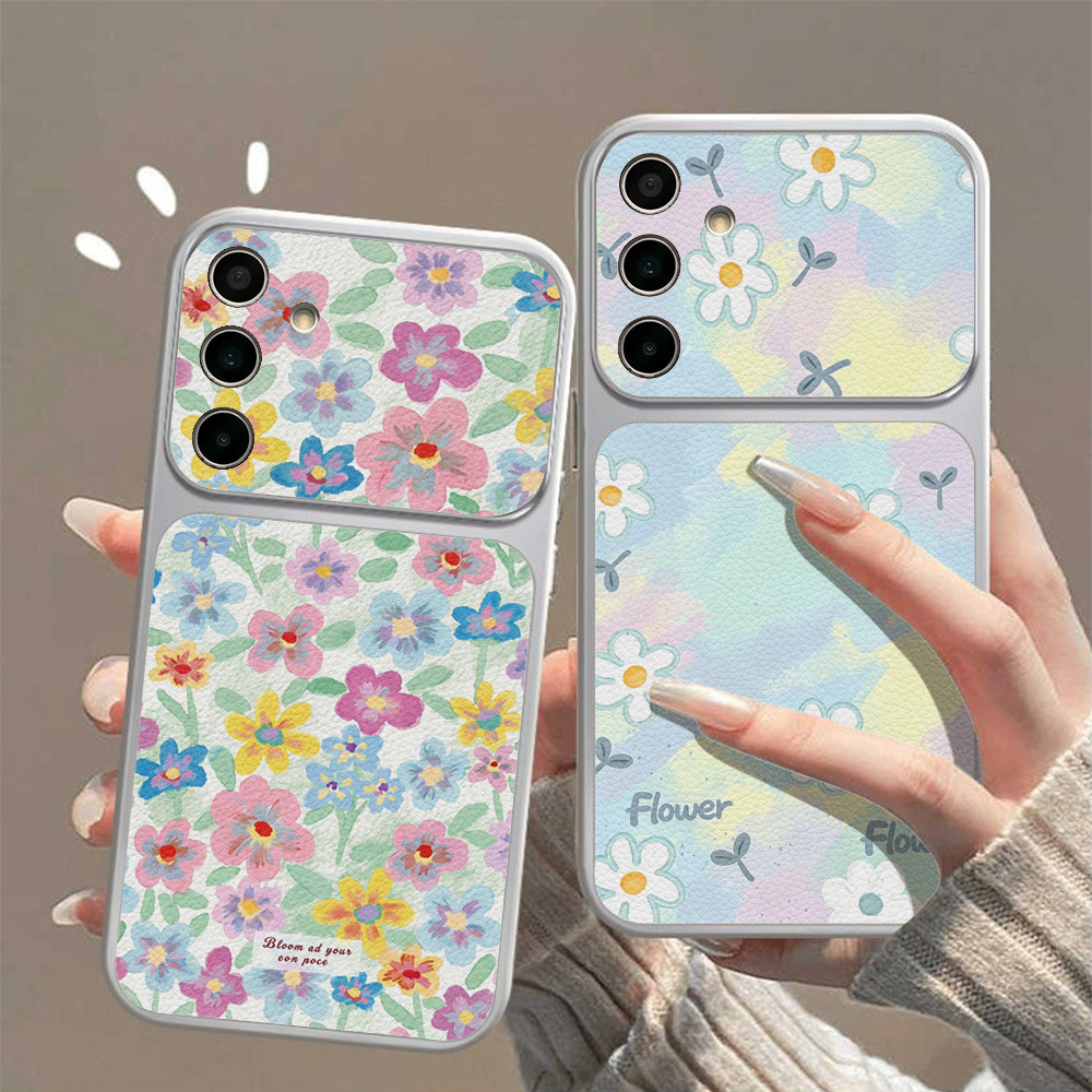 カラフルな花柄レザー携帯電話ケース Samsung S26  - Phone Cases Leather のレビューと価格