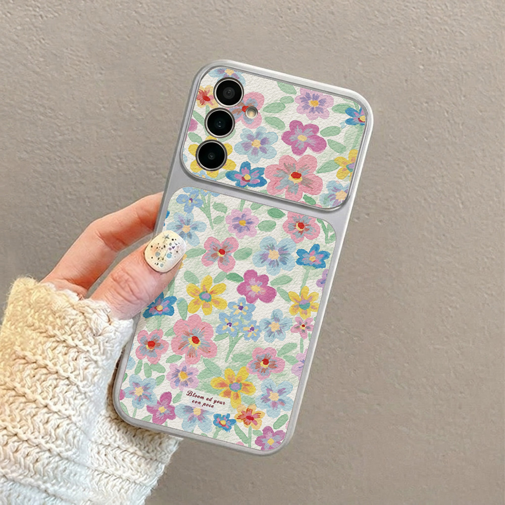 カラフルな花柄レザー携帯電話ケース Samsung S26  - Phone Cases Leather のレビューと価格