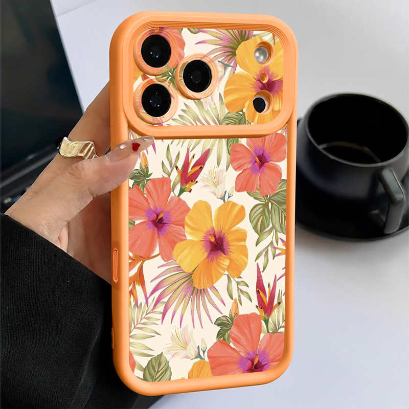オレンジの花柄TPUスマホケース iPhone 17 17e - Phone Cases Orange のレビューと価格