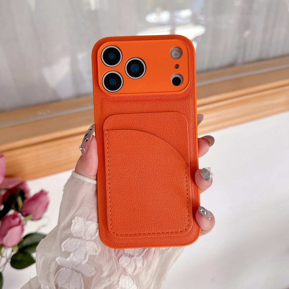 高級感あふれるオレンジレザーインサートカード収納付きiPho - Phone Cases Orange のレビューと価格