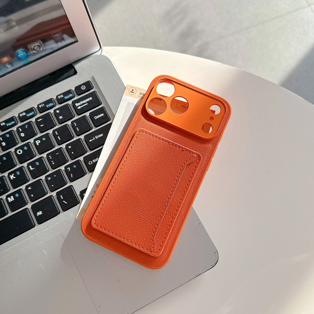 高級感あふれるオレンジレザーインサートカード収納付きiPho - Phone Cases Orange のレビューと価格