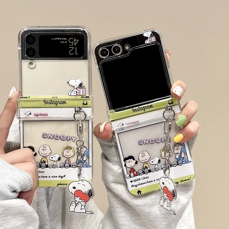 かわいい漫画スヌーピーチャーリーブラウン透明電話ケース サム - Phone Cases Z Flip 6 のレビューと価格