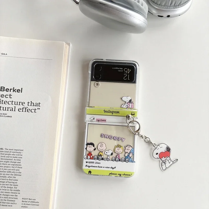 かわいい漫画スヌーピーチャーリーブラウン透明電話ケース サム - Phone Cases Z Flip 6 のレビューと価格