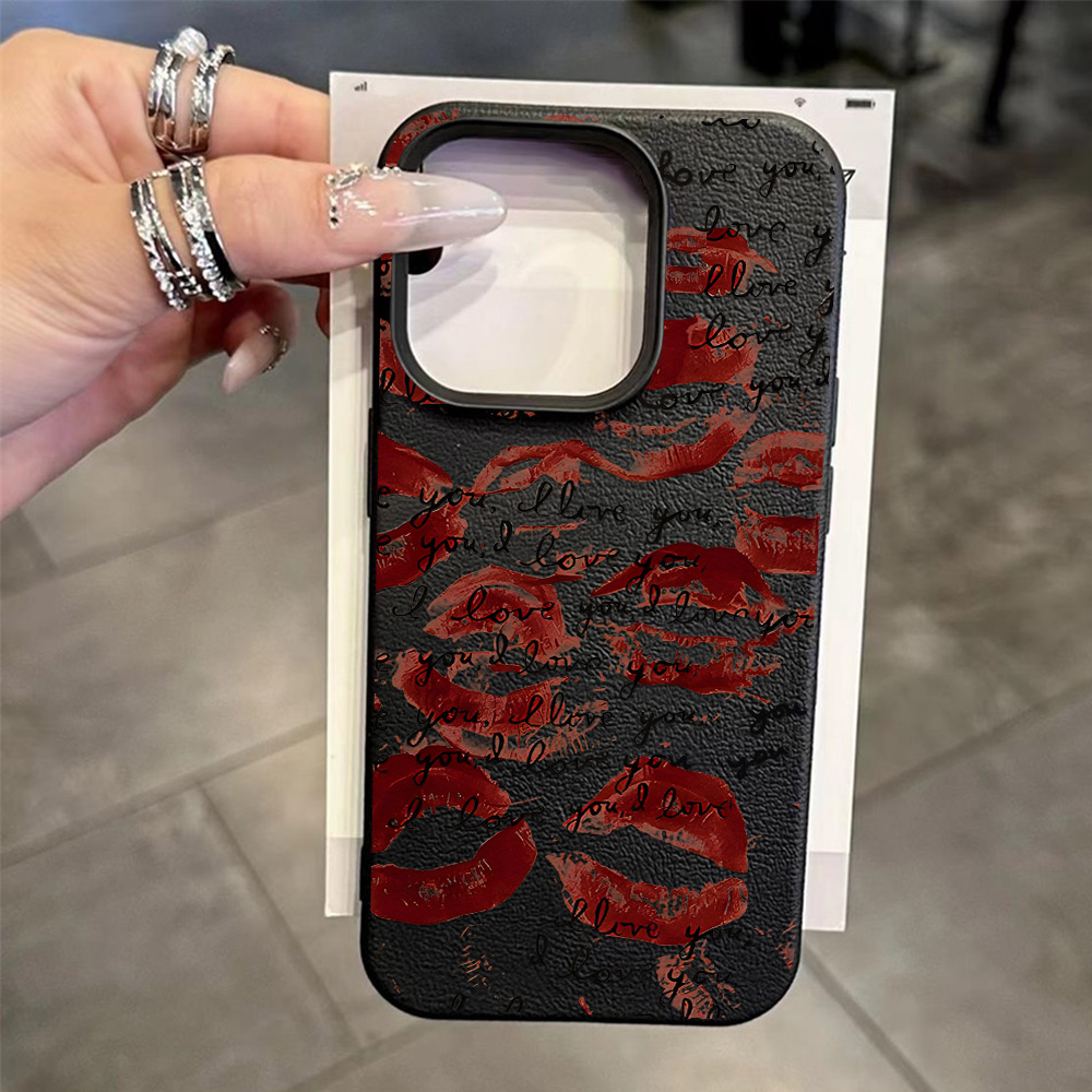 鮮やかな赤い唇柄レザー風スマホケース iPhone 17 P - Phone Cases Leather のレビューと価格