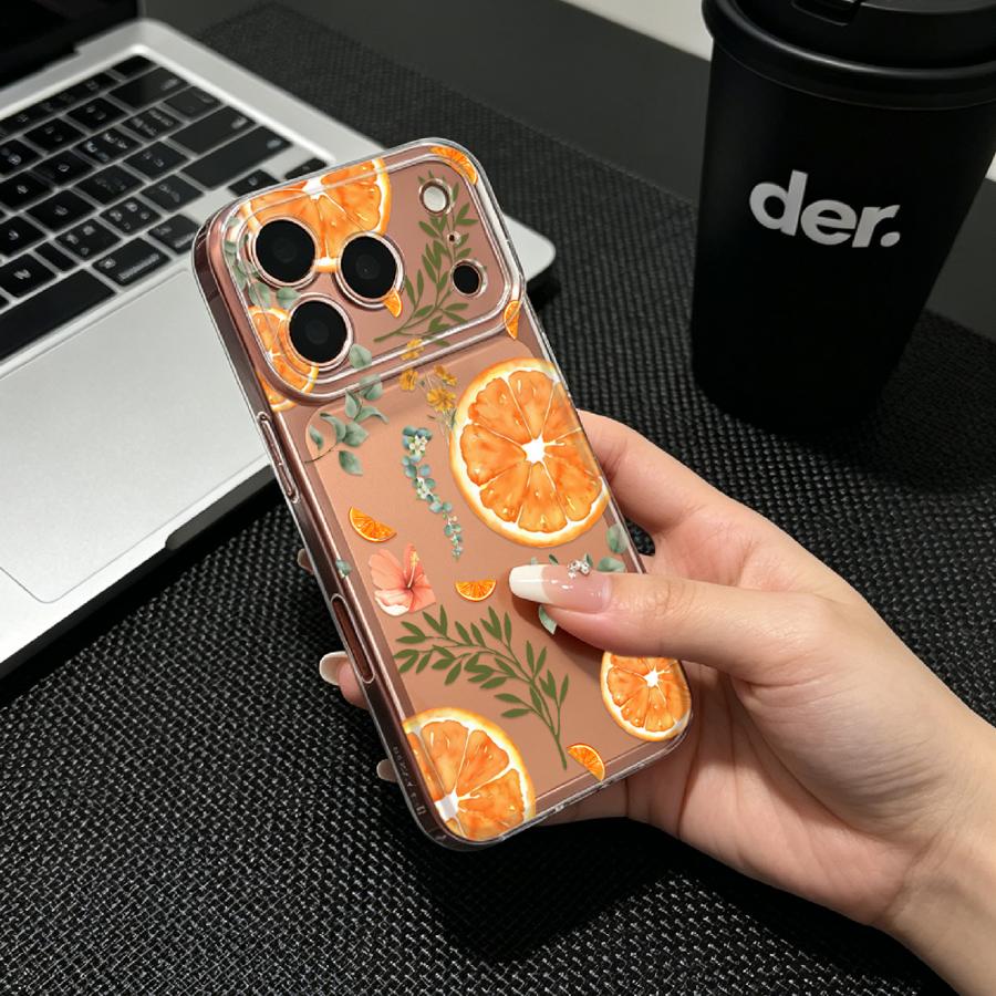 オレンジのスライスと葉のプリントソフトフォンカバーケース H - Phone Cases Orange のレビューと価格